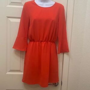 Divided H&M Size 4 Red Scoop Neck 3/4 Bell Sleeves Mini Dress